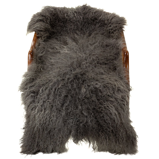 Soft Long Curly Long Hair Gray Swedish Sheepskin
