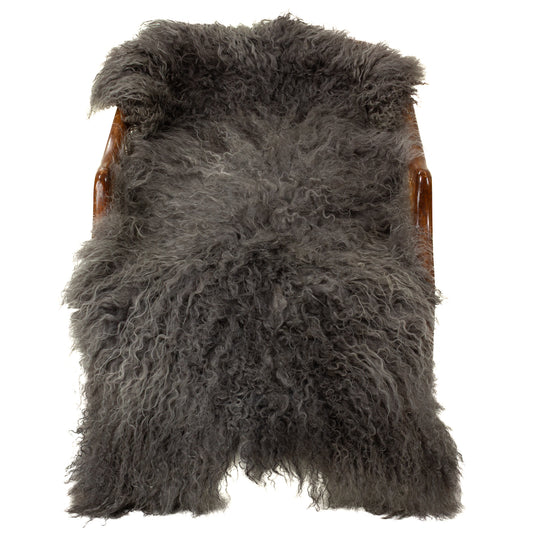 Soft Long Curly Long Hair Gray Swedish Sheepskin