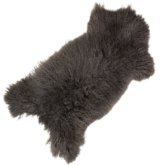 Soft Long Curly Long Hair Gray Swedish Sheepskin Rug