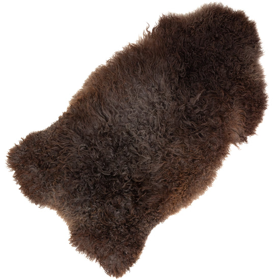 Soft Long Curly Hair Reddish Brown Swedish Sheepskin Rug