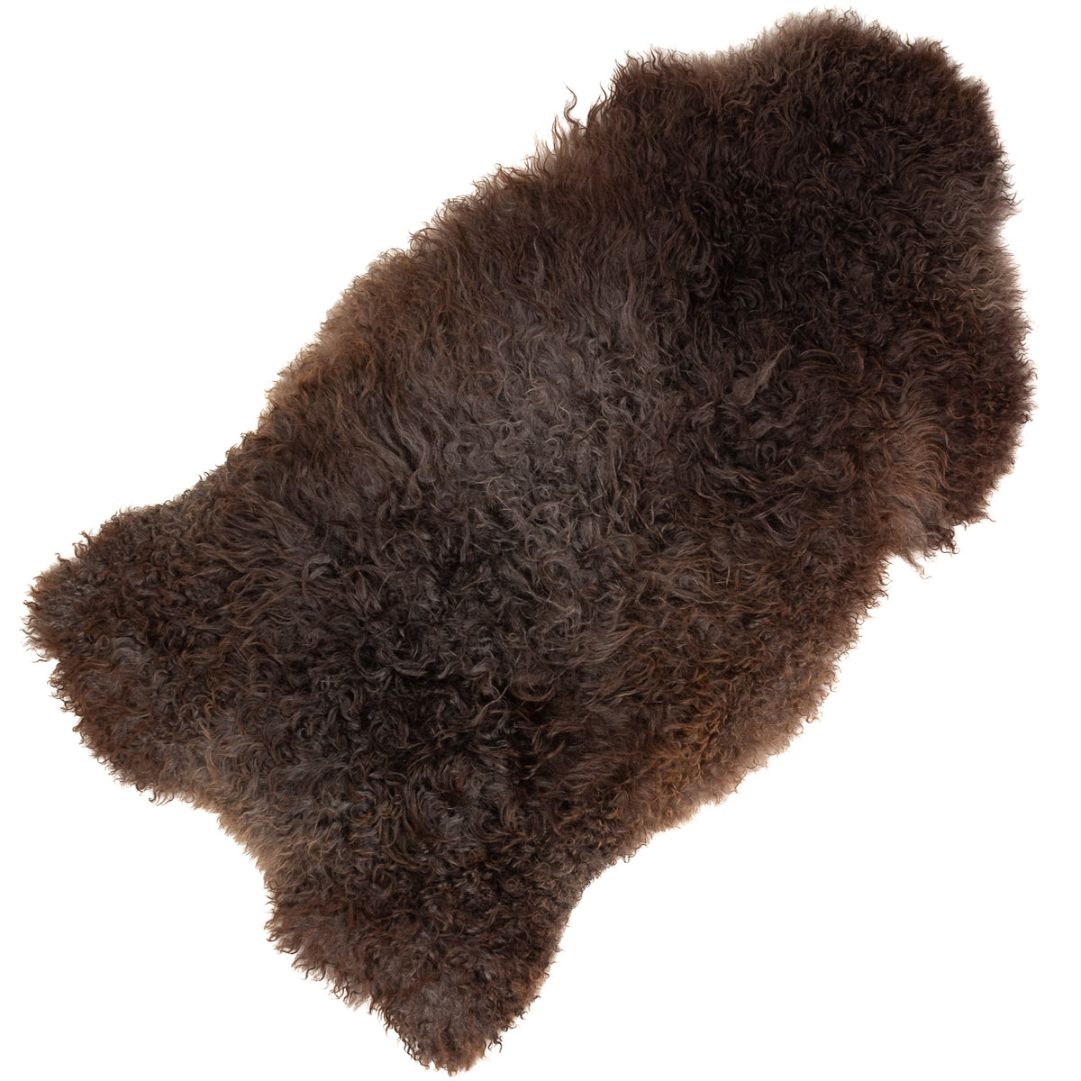 Soft Long Curly Hair Reddish Brown Swedish Sheepskin Rug