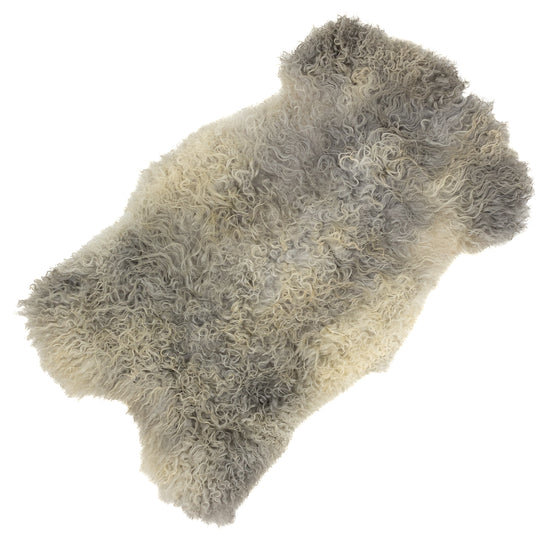 Soft Long Curly Long Hair Silver Gray Swedish Sheepskin Rug