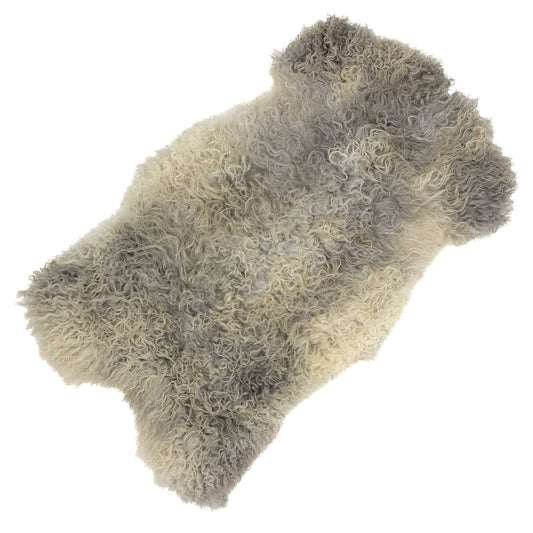 Soft Long Curly Long Hair Silver Gray Swedish Sheepskin Rug