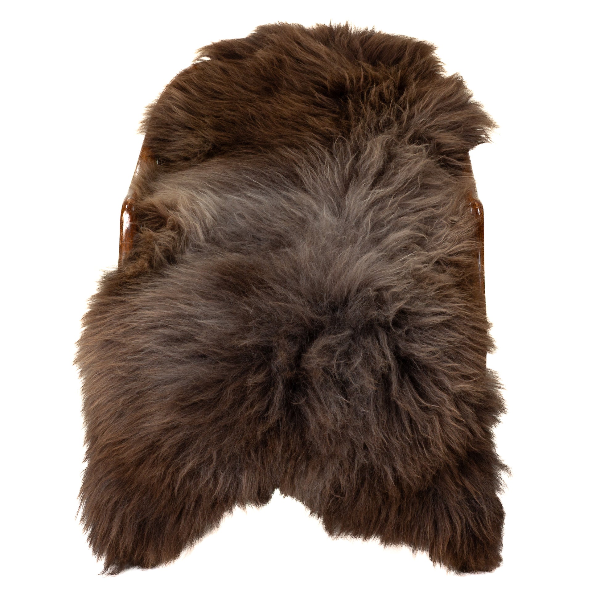Soft Long Wool Brown w Gray Sheepskin
