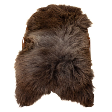 Soft Long Wool Brown w Gray Sheepskin