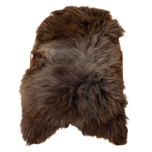 Soft Long Wool Brown w Gray Sheepskin