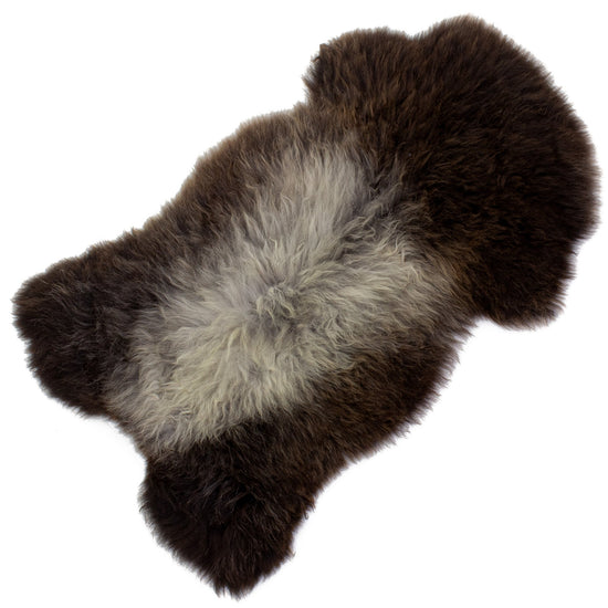 Large Soft Long Wool Dark Brown w Silver Sheepskin