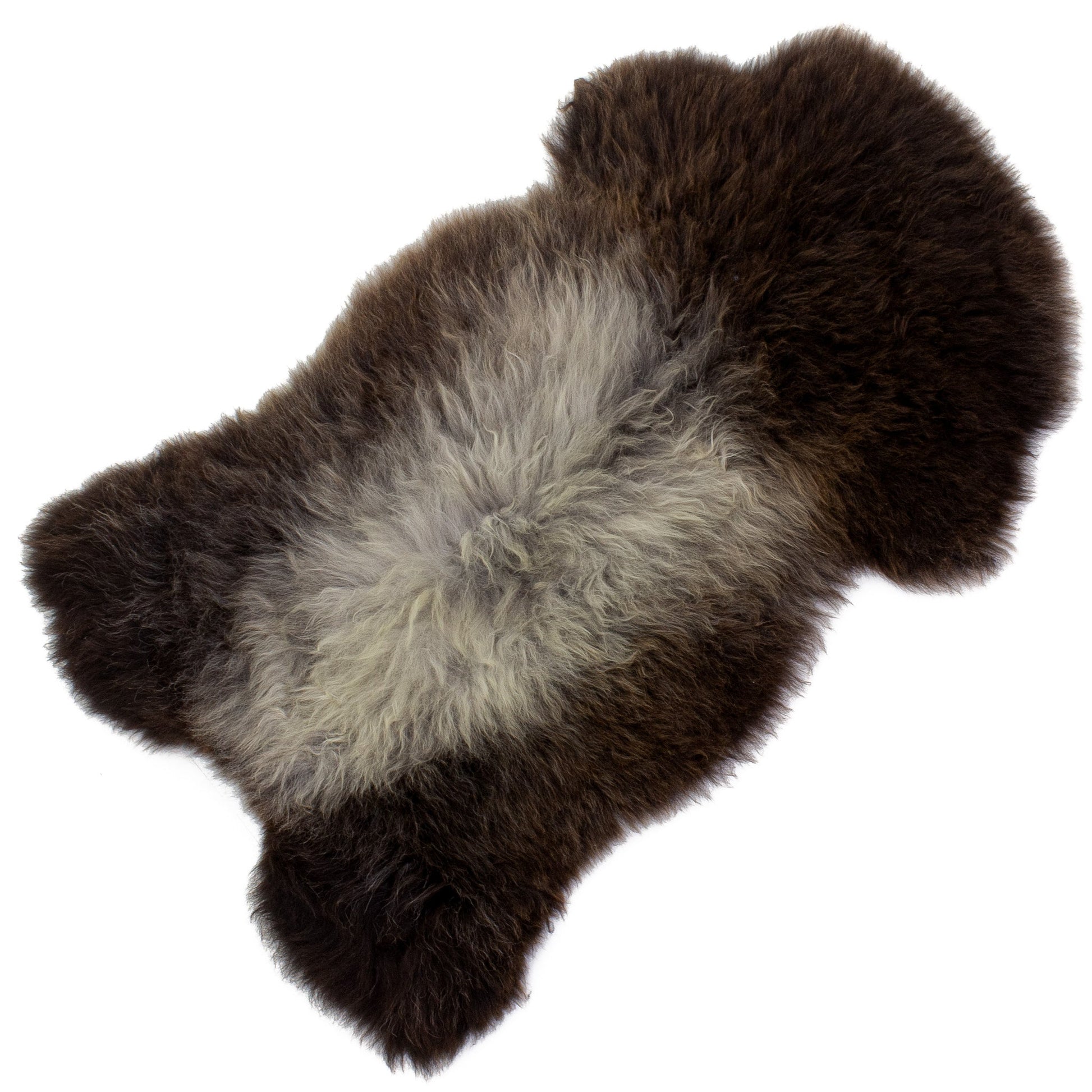 Large Soft Long Wool Dark Brown w Silver Sheepskin