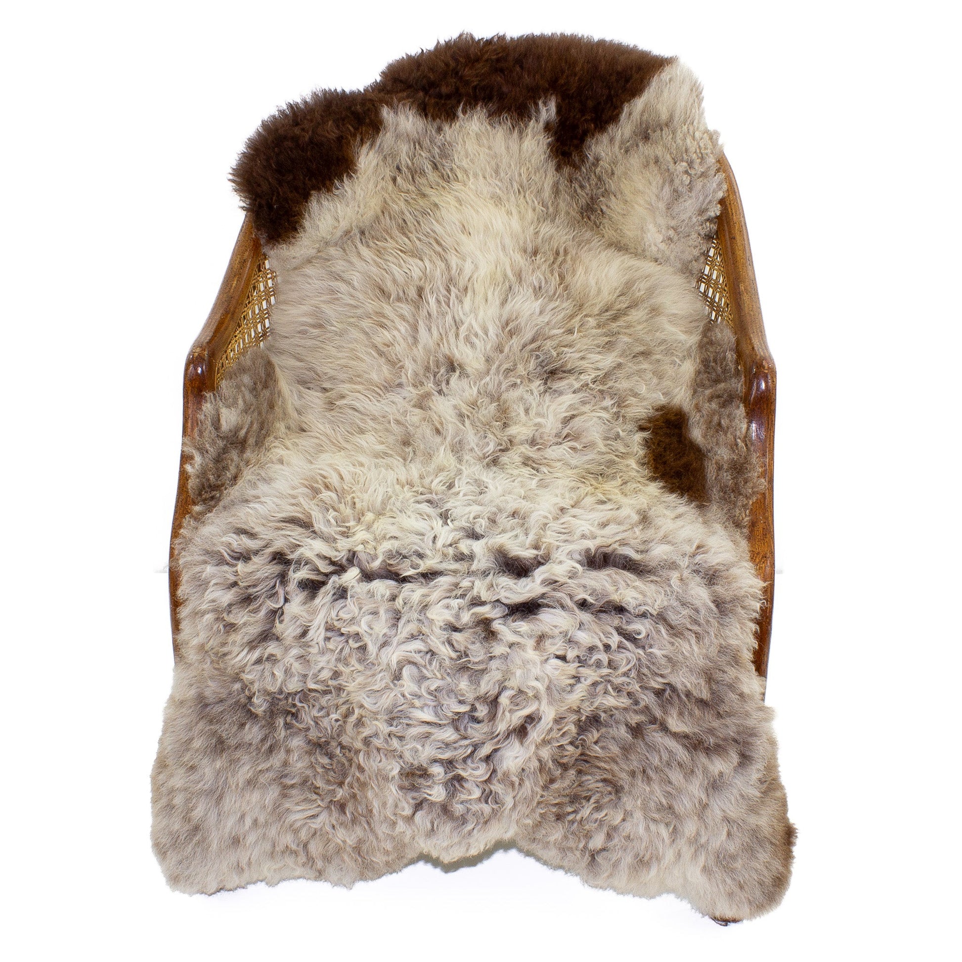 Soft Short Wool Brown White Mottled Swedish Sheepskin