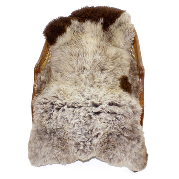 Soft Short Wool Brown White Mottled Swedish Sheepskin