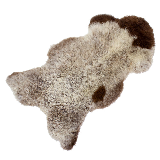 Soft Short Wool Brown White Mottled Swedish Sheepskin
