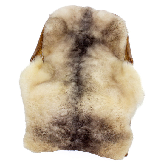 Soft Short Wool Ivory White w Dark Mottled Swedish Sheepskin