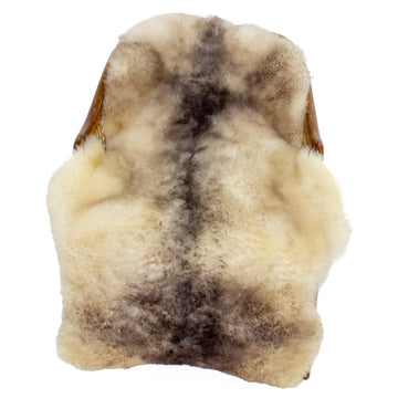 Soft Short Wool Ivory White w Dark Mottled Swedish Sheepskin