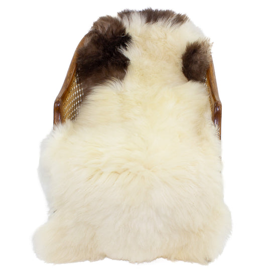 Soft Short Wool Ivory White w Brown Swedish Sheepskin