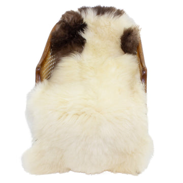 Soft Short Wool Ivory White w Brown Swedish Sheepskin