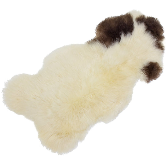 Soft Short Wool Ivory White w Brown Swedish Sheepskin