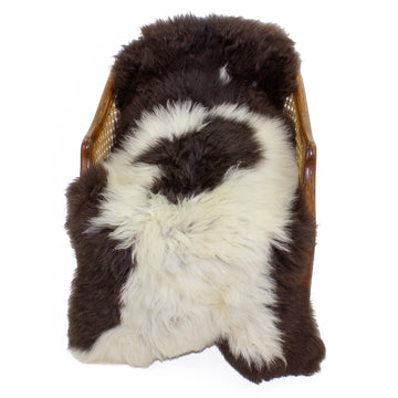 Soft Short Wool White w Brown Swedish Sheepskin
