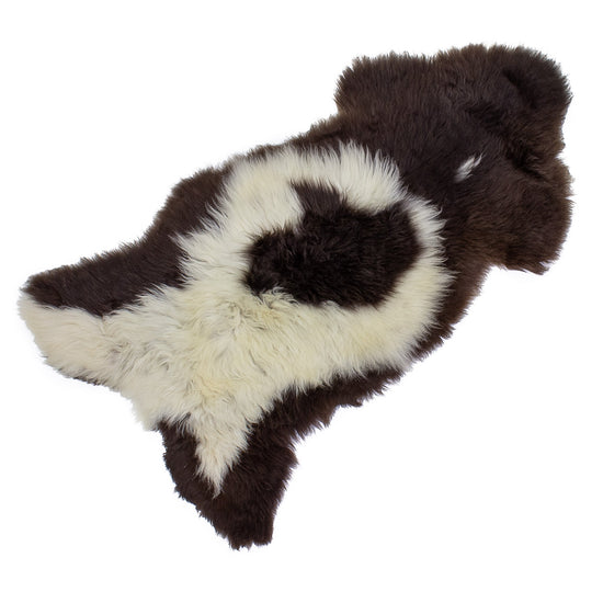 Soft Short Wool White w Brown Swedish Sheepskin