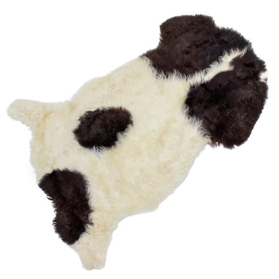 Soft Short Wool White w Dark Thin Hide Swedish Sheepskin