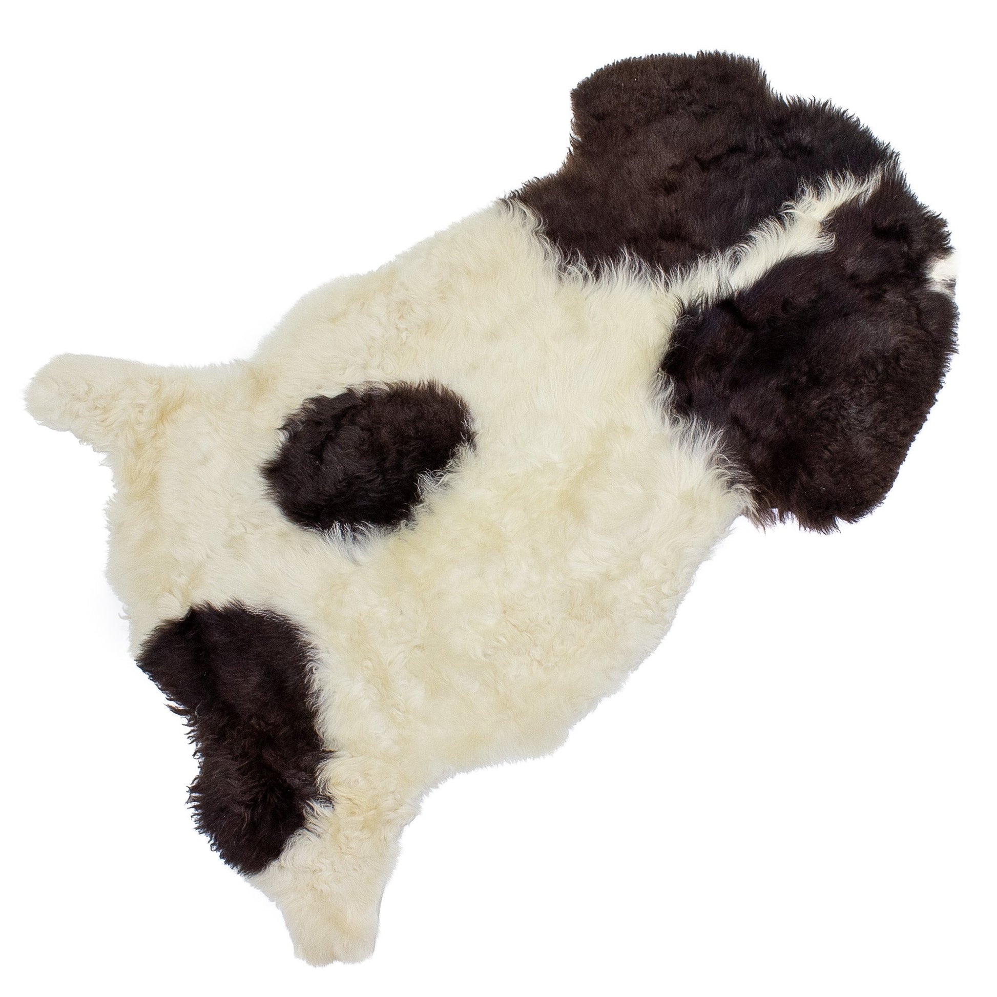 Soft Short Wool White w Dark Thin Hide Swedish Sheepskin