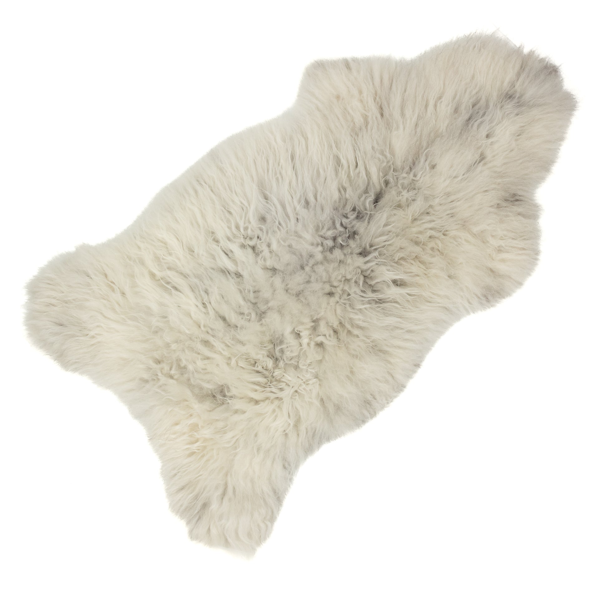 Soft Silver w Black Long Wool Swedish Sheepskin Rug