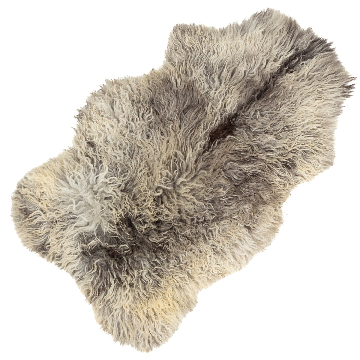 Large Soft Silver Gray Black Light Curl Swedish Sheepskin Rug