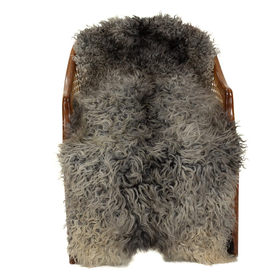 Soft Silver Gray and Black Long Curls Gotland Sheepskin