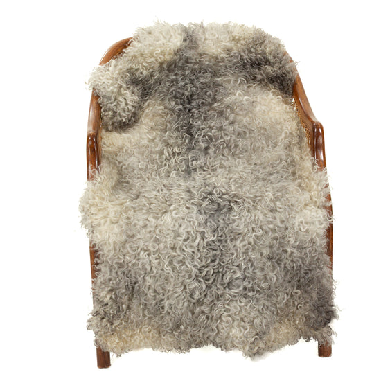 Soft Silver White w Gray Tight Curls Gotland Sheepskin
