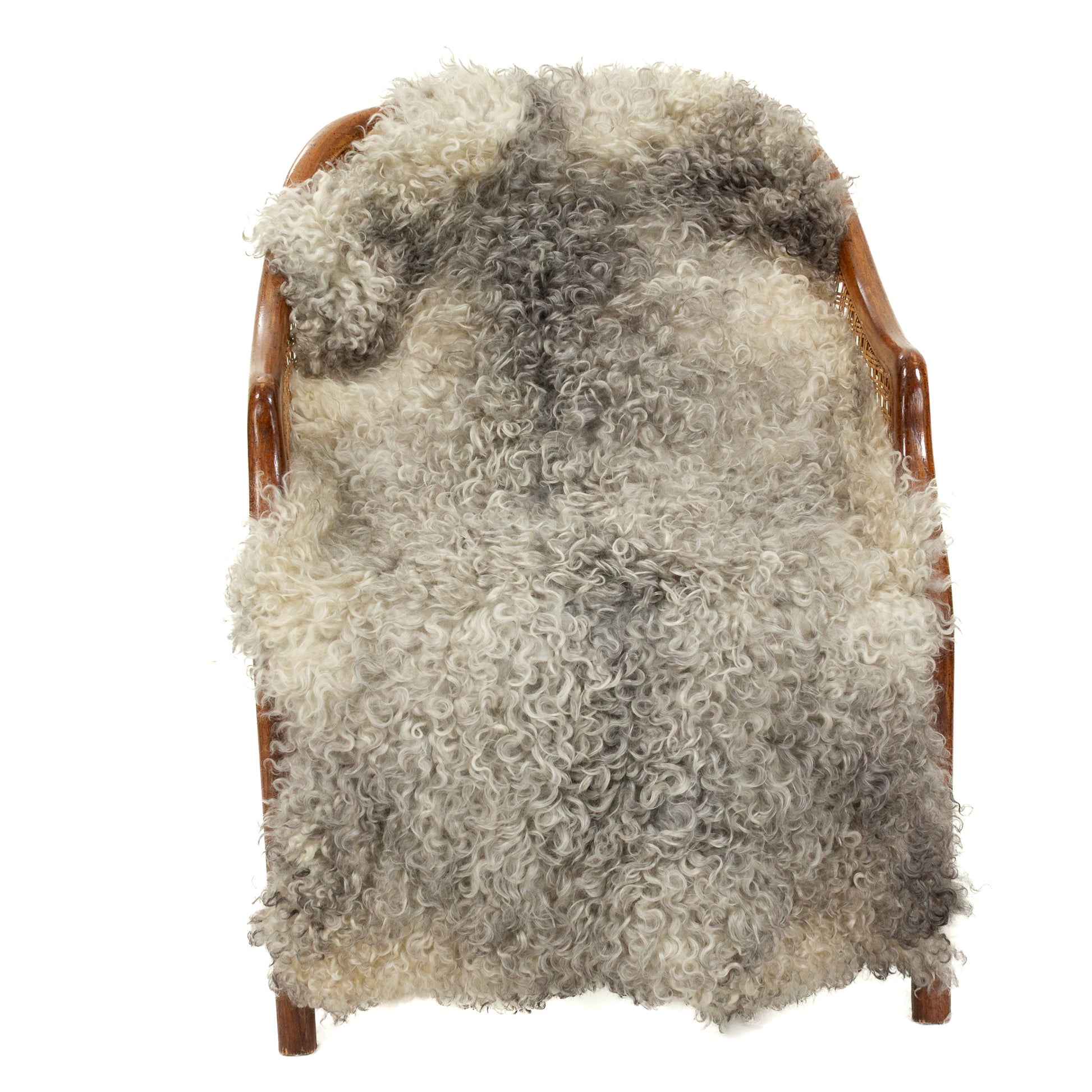 Soft Silver White w Gray Tight Curls Gotland Sheepskin