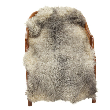Soft Silver White w Gray Tight Curls Gotland Sheepskin