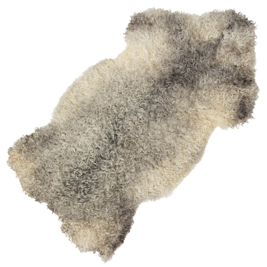 Soft Silver White w Gray Tight Curls Gotland Sheepskin Rug