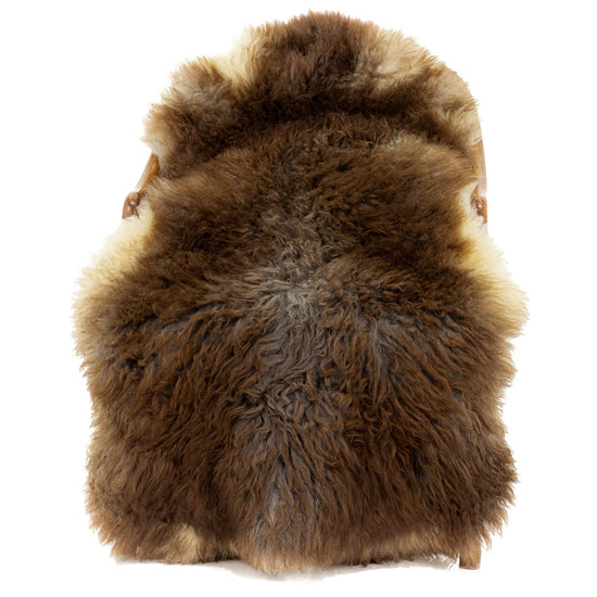 Soft Thick Cushy Brown w Some White and Gray Long Wool Swedish Sheepskin