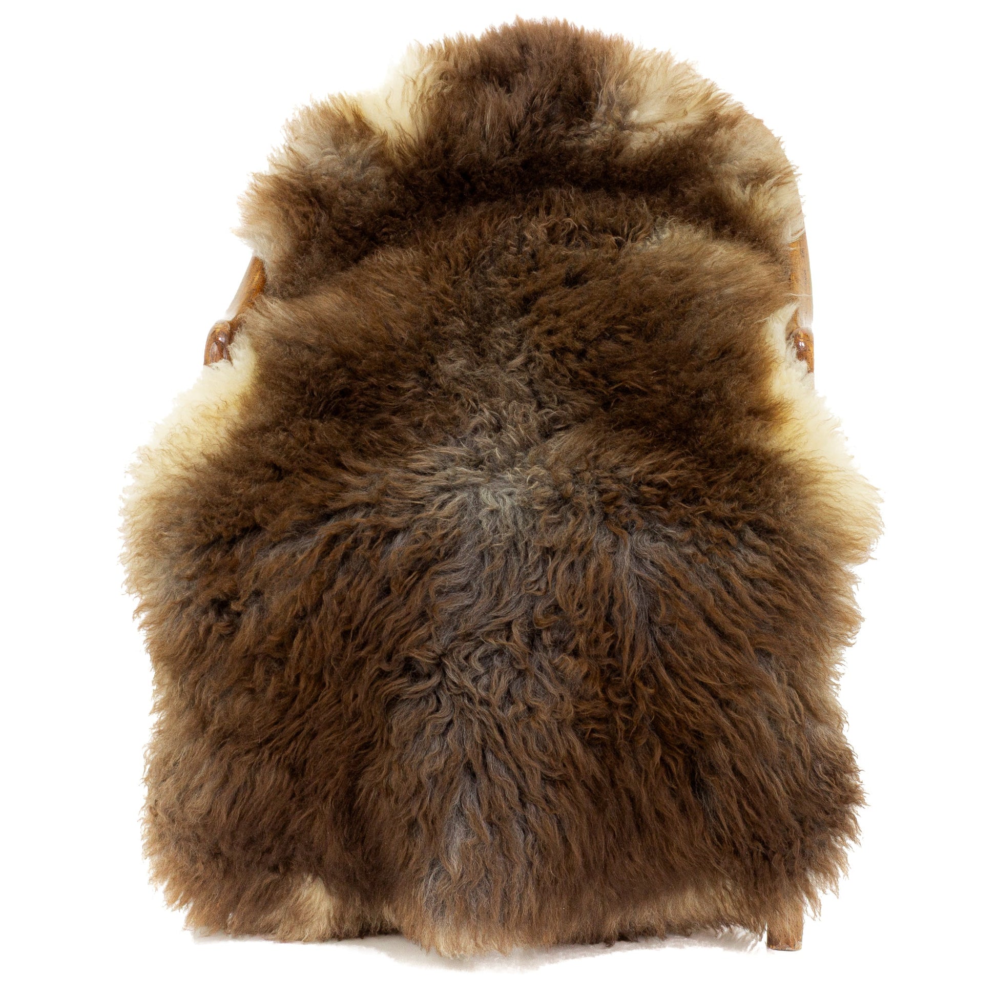 Soft Thick Cushy Brown w Some White and Gray Long Wool Swedish Sheepskin