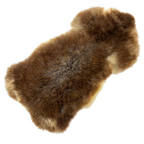 Soft Thick Cushy Brown w Some White and Gray Long Wool Swedish Sheepskin