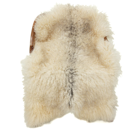 Soft White w Black Long Curls Gotland Sheepskin
