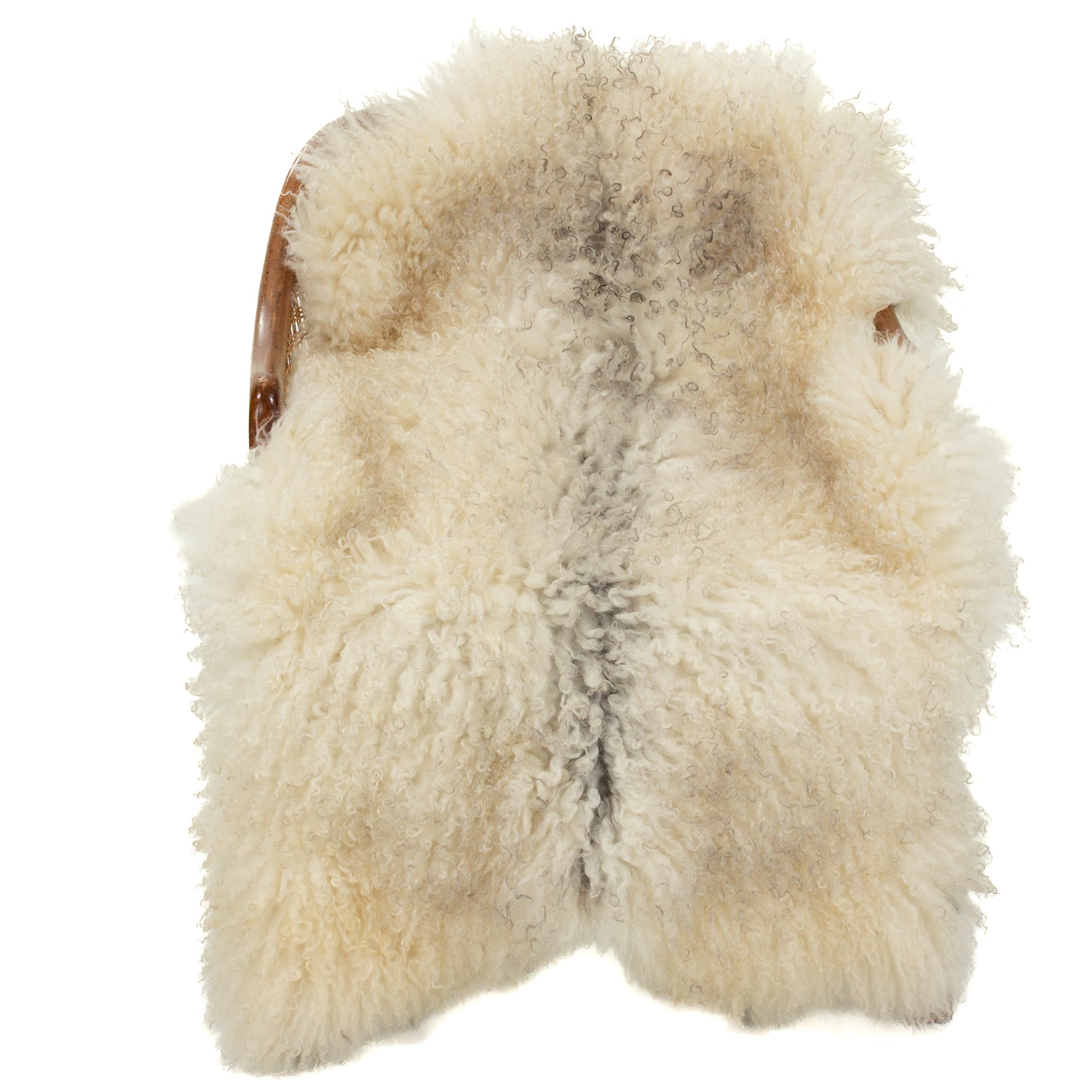 Soft White w Black Long Curls Gotland Sheepskin