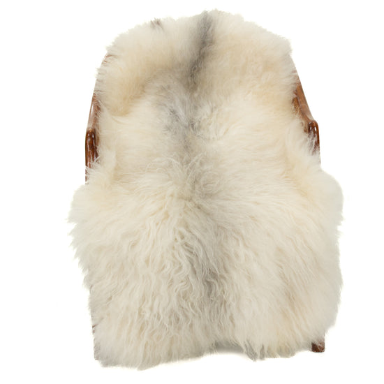 Soft White w Black Long Wool Swedish Sheepskin