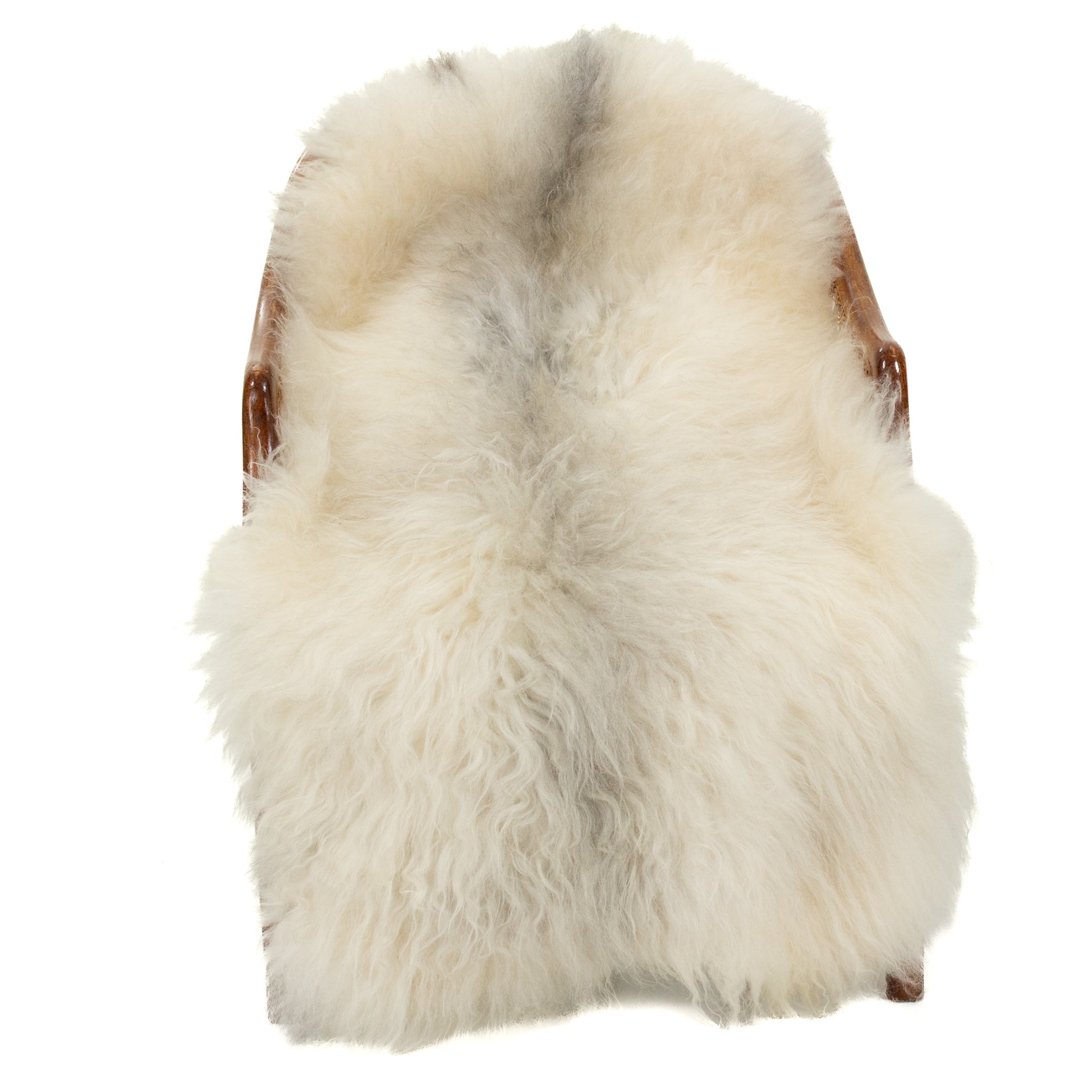 Soft White w Black Long Wool Swedish Sheepskin