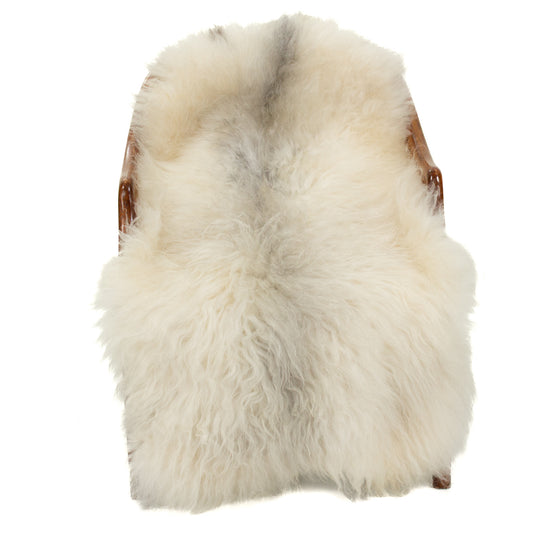 Soft White w Black Long Wool Swedish Sheepskin