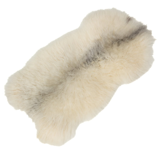 Soft White w Black Long Wool Swedish Sheepskin Rug