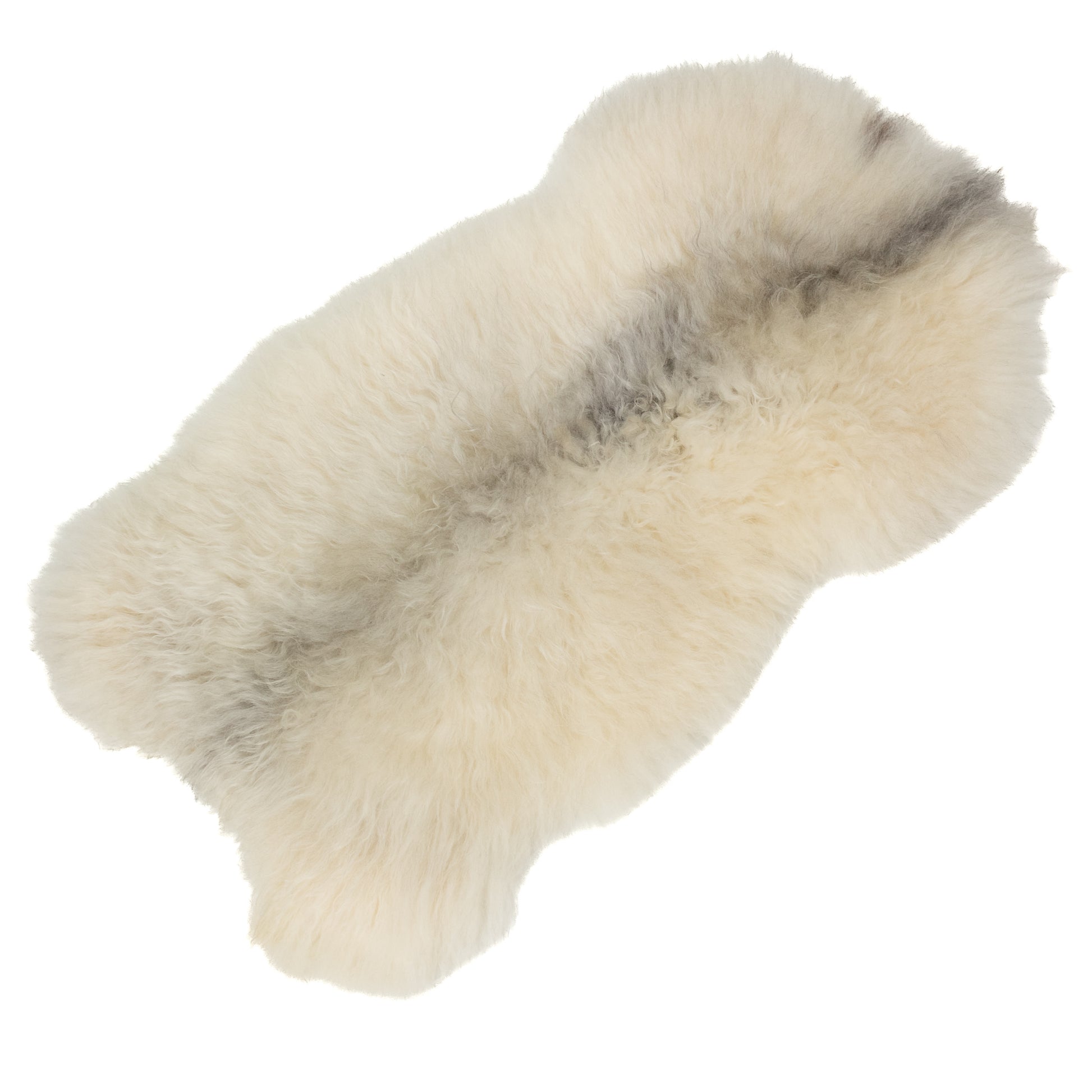 Soft White w Black Long Wool Swedish Sheepskin Rug