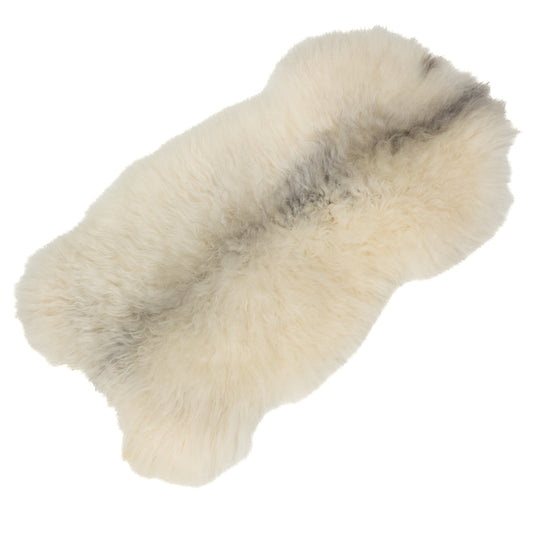 Soft White w Black Long Wool Swedish Sheepskin Rug