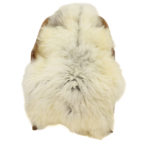 Soft White w Gray Long Wool Swedish Sheepskin