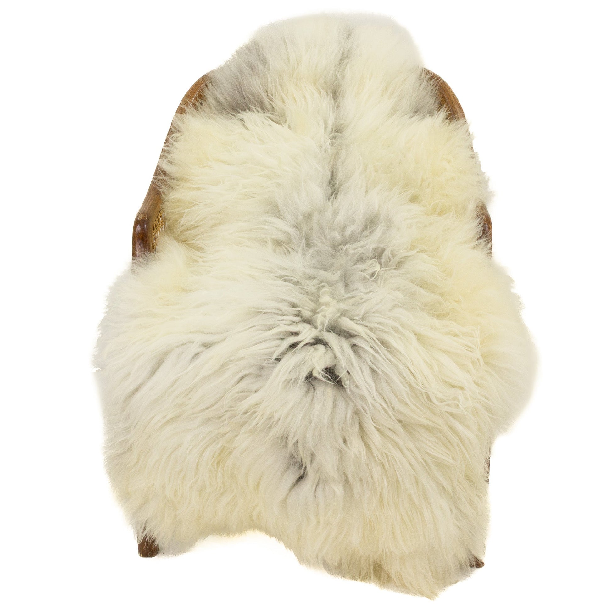 Soft White w Gray Long Wool Swedish Sheepskin