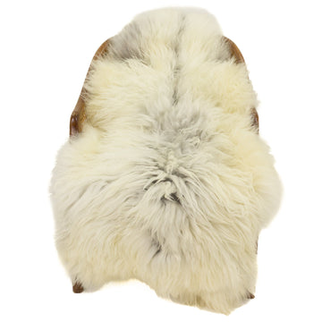 Soft White w Gray Long Wool Swedish Sheepskin