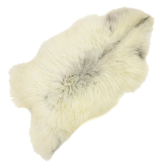 Soft White w Gray Long Wool Swedish Sheepskin
