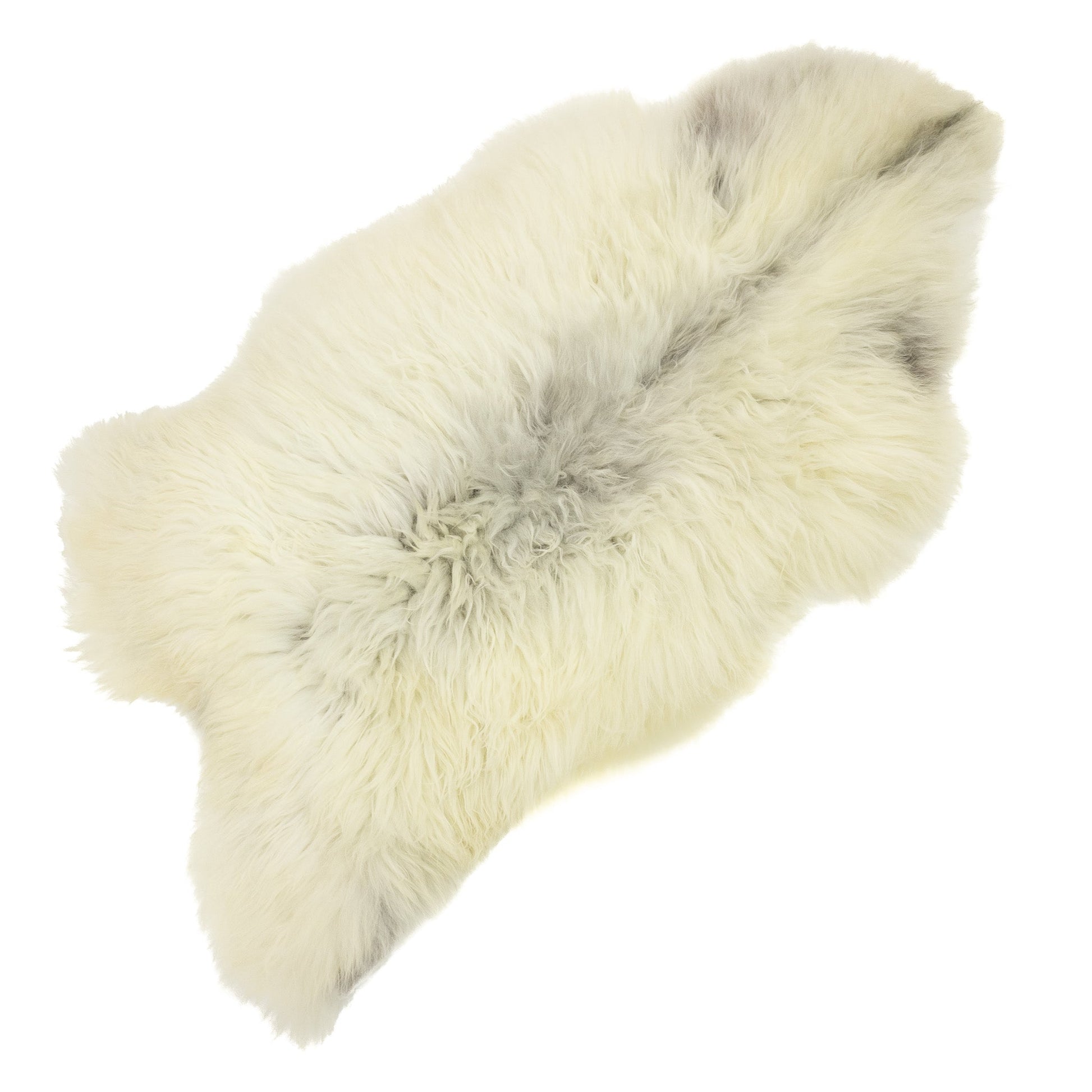 Soft White w Gray Long Wool Swedish Sheepskin
