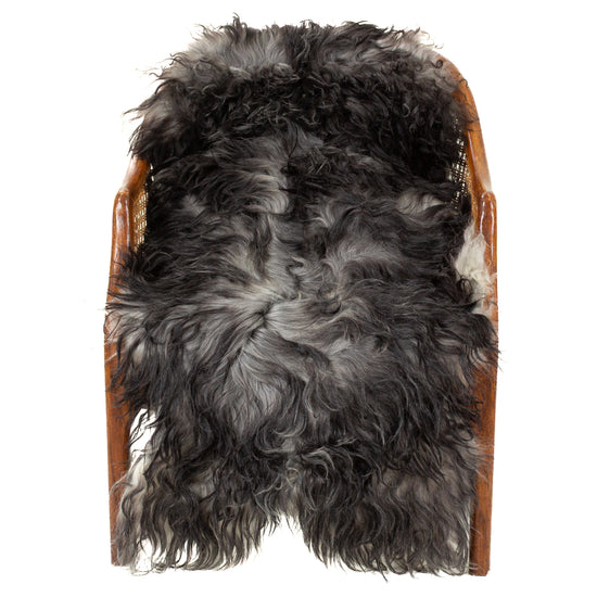 Soft Wool Black and Gray Slightly Wavy Swedish Sheepskin