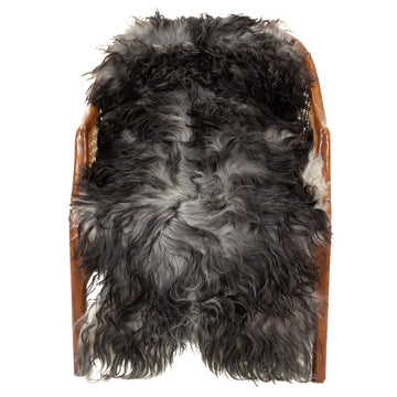 Soft Wool Black and Gray Slightly Wavy Swedish Sheepskin
