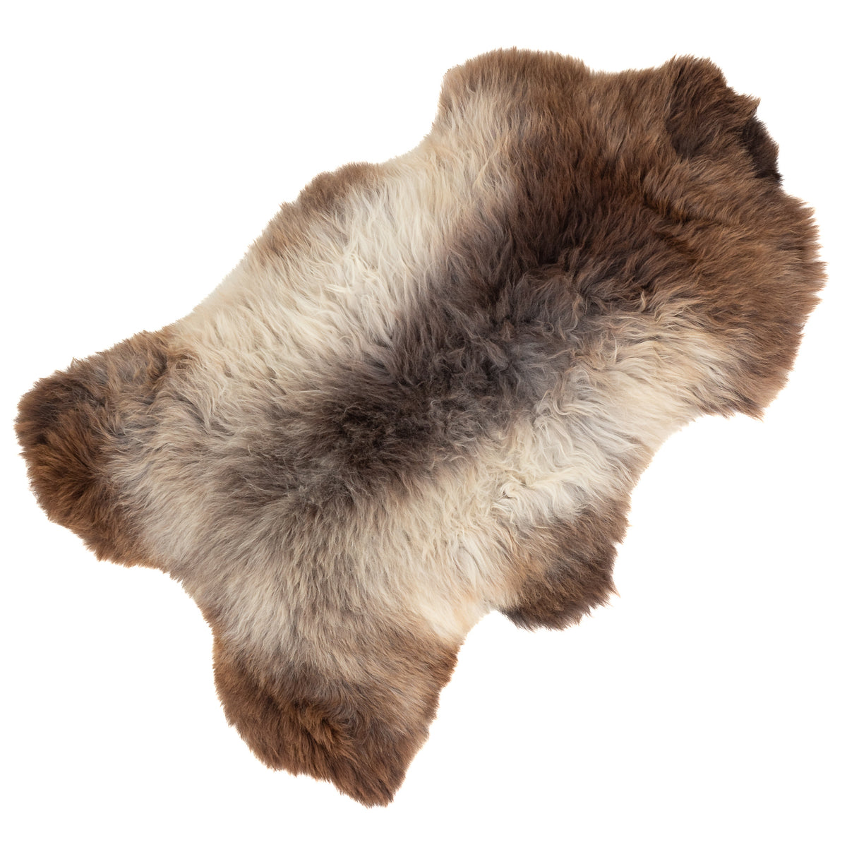 Thick Brown White Gray Sheepskin Rug